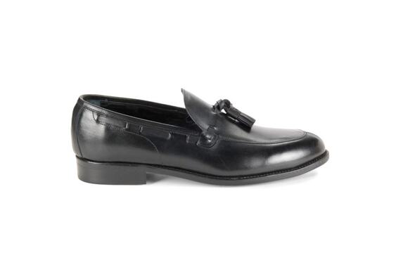 $950 NIB Nettleton Black Leather Almond Toe Tassel Loafers Slip Ons Shoes 13